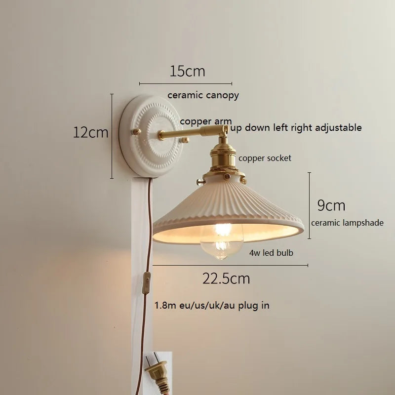 Aurelle Ceramic Wall Light – Adjustable E27 Wall Lamp | Contemporary Copper Lighting | Elegant Interior Illumination