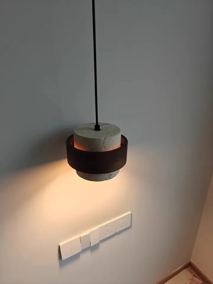 Natural Stone Pendant Light with LED – Modern Minimalist Hanging Lamp | Warm Ambient Interior Lighting