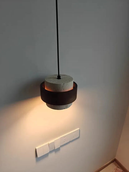 Natural Stone Pendant Light with LED – Modern Minimalist Hanging Lamp | Warm Ambient Interior Lighting