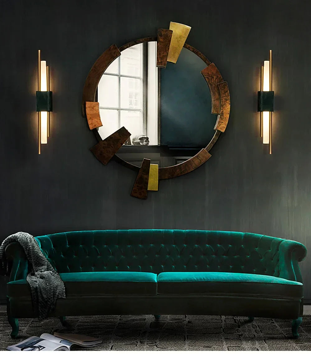 Marble LED Wall Light with Gold & Black Finish – Modern Luxury Wall Sconce | Elegant Ambient Interior Lighting