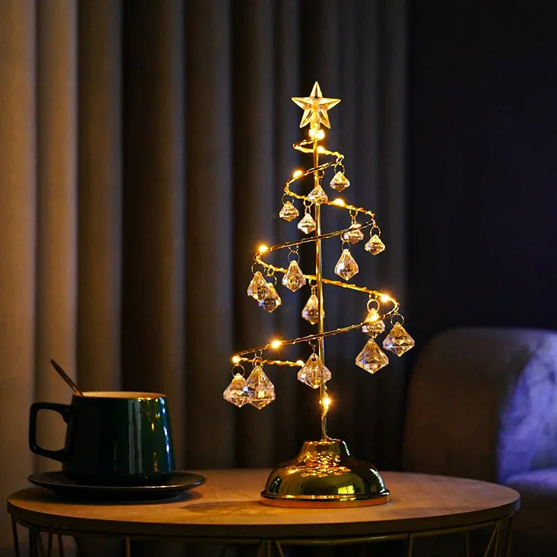 LumiSpiral Crystal Christmas Tree Table Lamp – Luxury LED Spiral Lamp in Gold