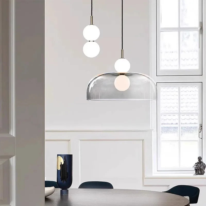 Nordic Globe Pendant Light – Double Glass LED Ceiling Lamp | Scandinavian Designer Lighting | Elegant Dining Room Feature