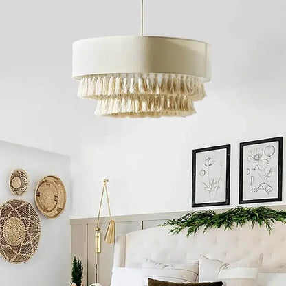 SabiGlow – Boho Wabi Sabi Stoff-Hängelampe-Leuchtezauber
