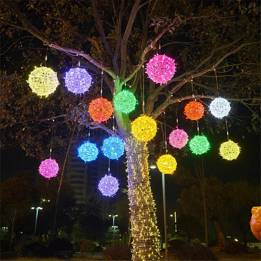 LED Rattan Ball String Lights – Outdoor Fairy Lights for Gardens, Weddings, Patios, Trees & Festive Decorations