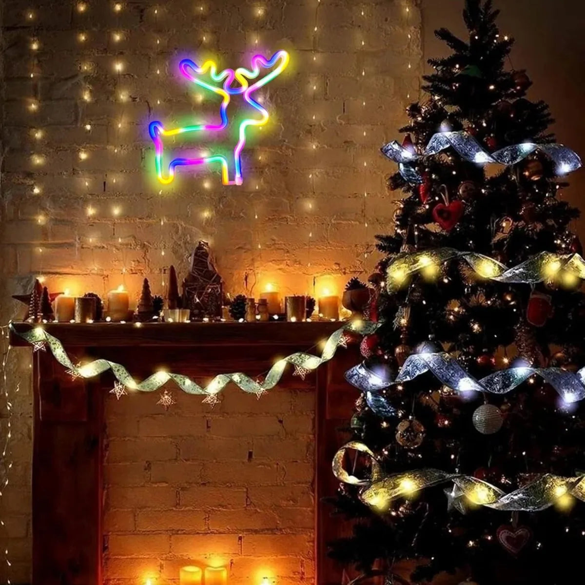 Magical Christmas Neon Light – Reindeer, Stocking & Christmas Tree LED Decoration