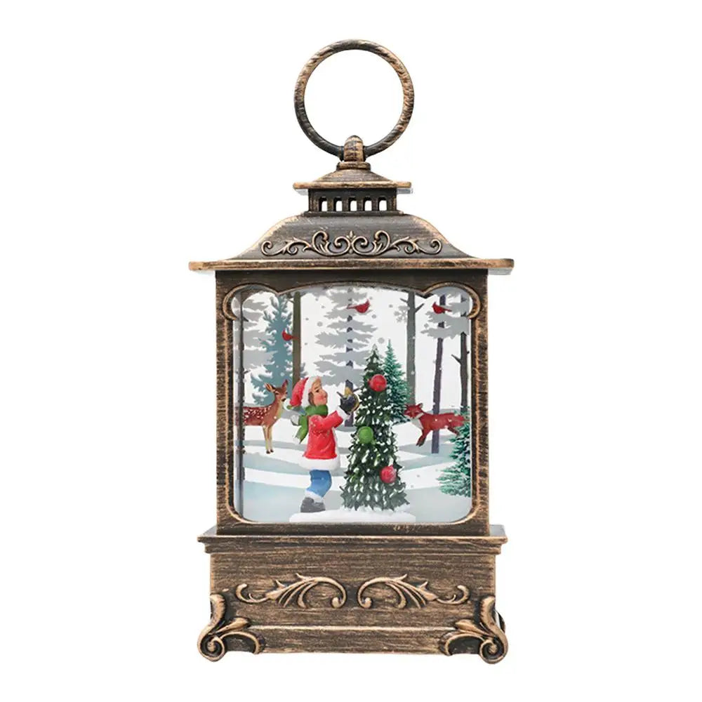 LumiGlobe LED Snow Lantern – Rotating Christmas Lantern with Snow Globe Effect