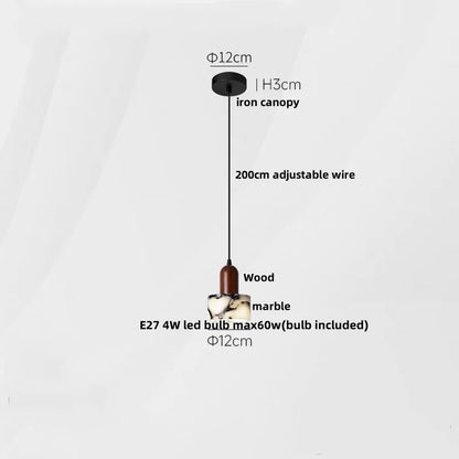 Travertine Stone Pendant Light with Copper Finish – Nordic LED Hanging Lamp | Warm Contemporary Lighting