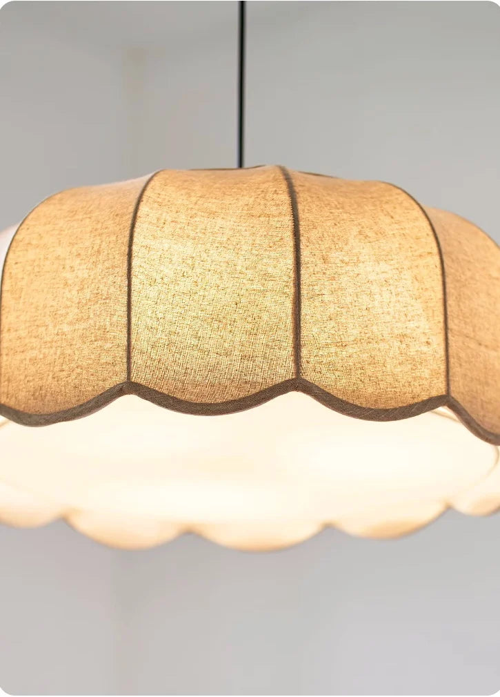 Hoshira Linen Pendant Light – Japandi Wabi-Sabi Ceiling Lamp | Soft Ambient LED Lighting for Modern Interiors