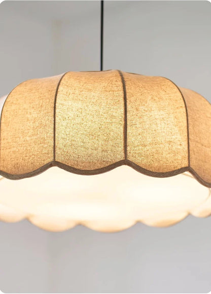 Hoshira Linen Pendant Light – Japandi Wabi-Sabi Ceiling Lamp | Soft Ambient LED Lighting for Modern Interiors