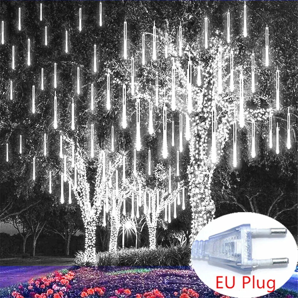 SternFall 50cm LED Meteor Shower String Lights – 8-Tube Falling Rain Lights for Outdoor Christmas & Garden Decoration