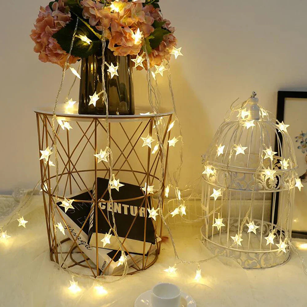 StellaGlow LED Star String Lights – Battery-Powered Decorative Fairy Lights for Indoor & Outdoor Use
