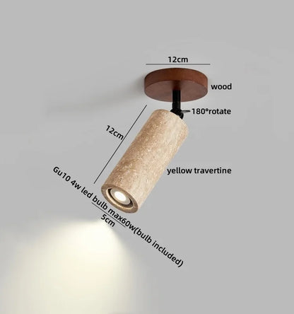 Travero Flush Ceiling Light – Wabi-Sabi Travertine Stone Lamp | Minimalist Natural Lighting for Modern Interiors