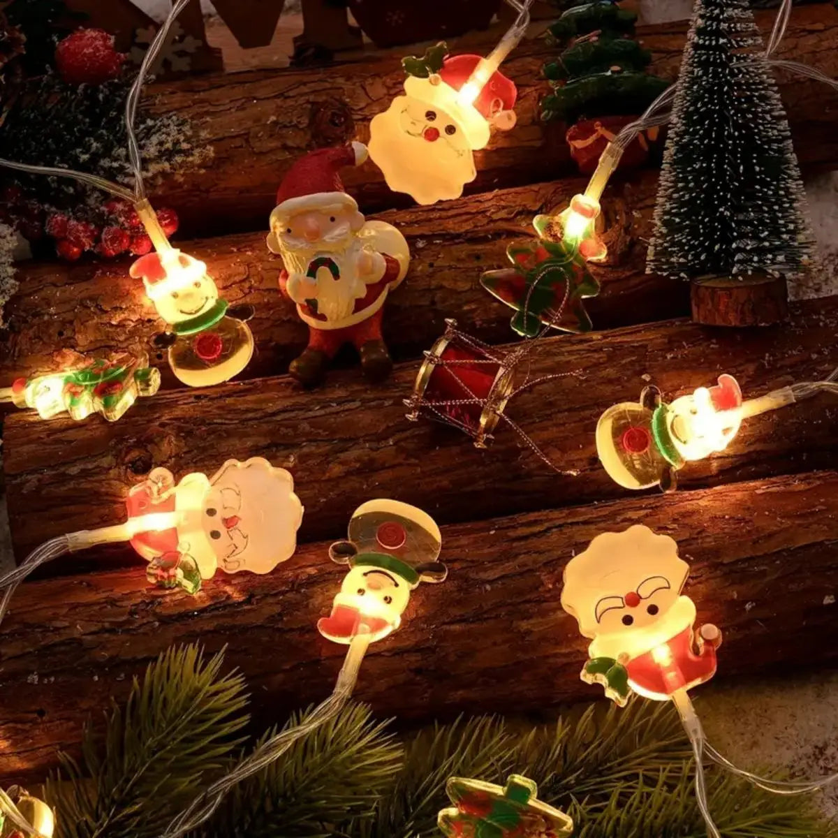 LumiWeih LED Christmas String Lights – Snowman, Christmas Tree & Santa Fairy Lights for Festive Indoor Décor