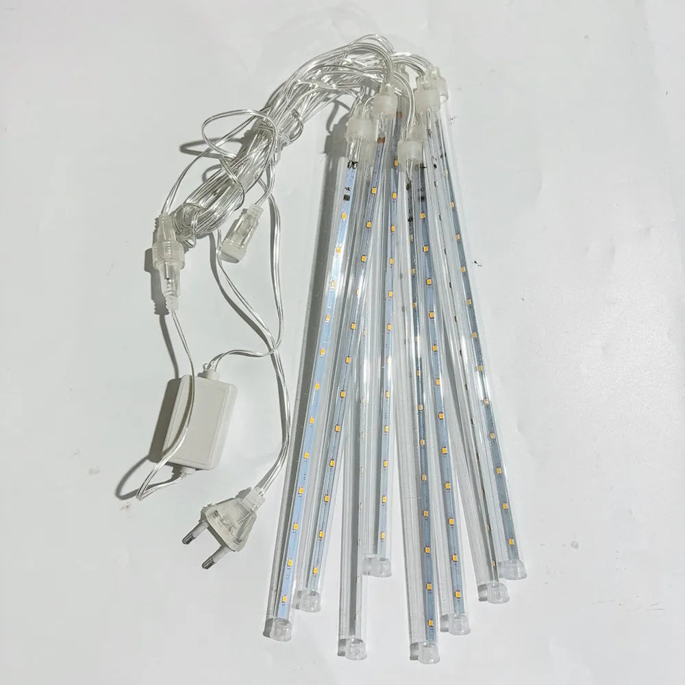 SternFall 50cm LED Meteor Shower String Lights – 8-Tube Falling Rain Lights for Outdoor Christmas & Garden Decoration