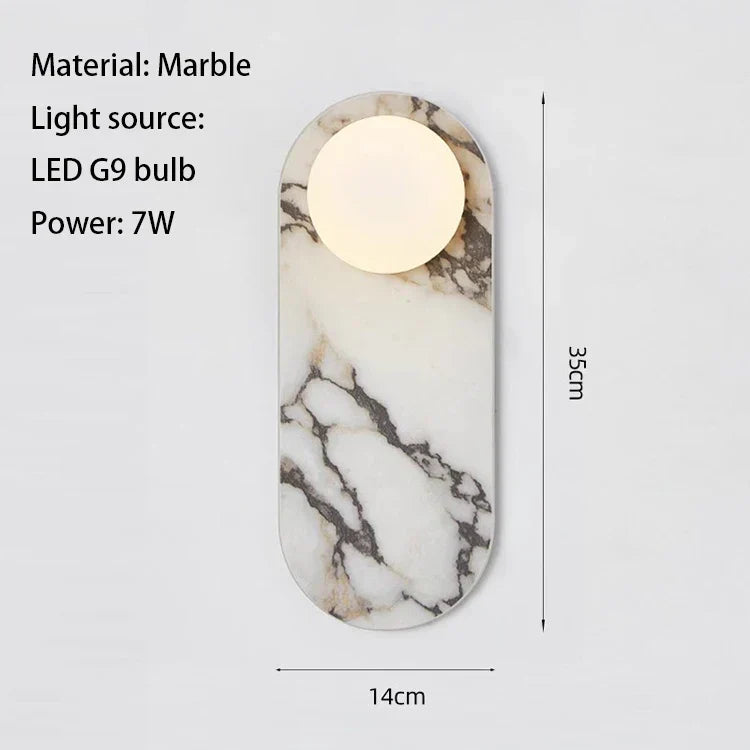 Marble LED Wall Light – Modern Designer Wall Lamp | Luxury Ambient Lighting | Contemporary Stone & Glass Feature