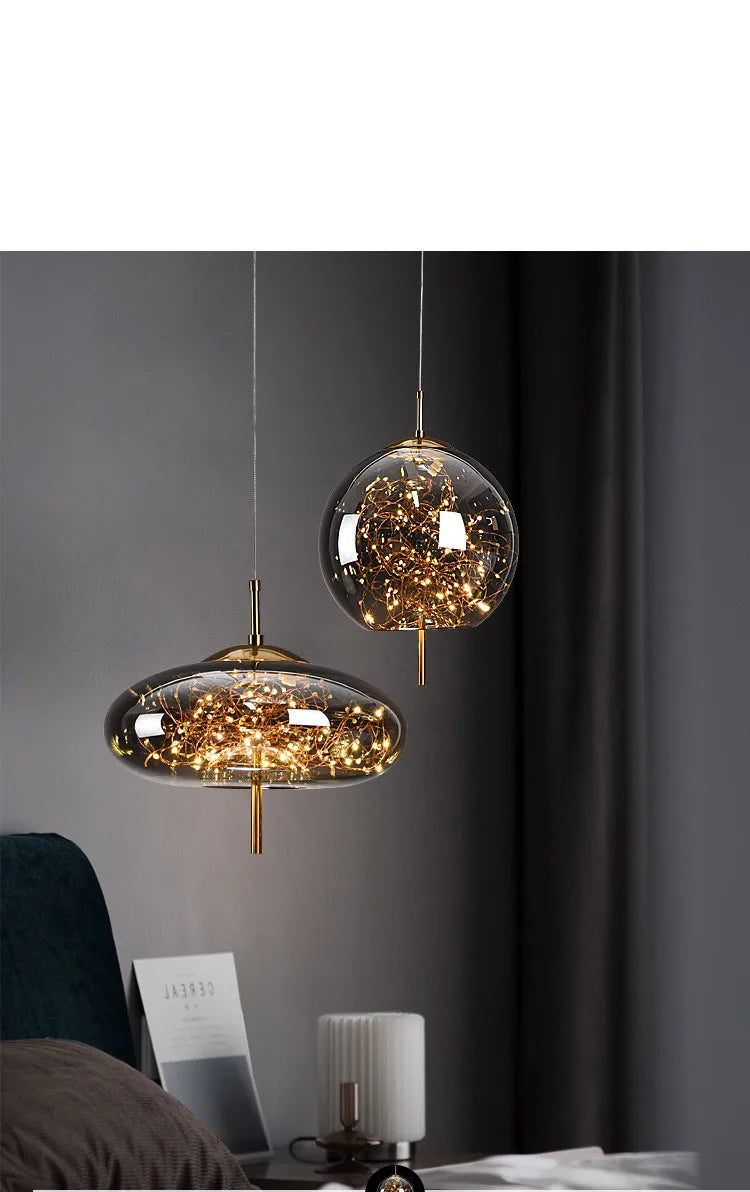 Modern Glass LED Pendant Light – Dimmable Designer Ceiling Light | Elegant Hanging Lamp | Contemporary Home Lighting