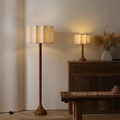 HikariWood Floor Lamp – Wabi-Sabi Wooden Standing Light | Japandi Ambient LED Lighting for Modern Interiors
