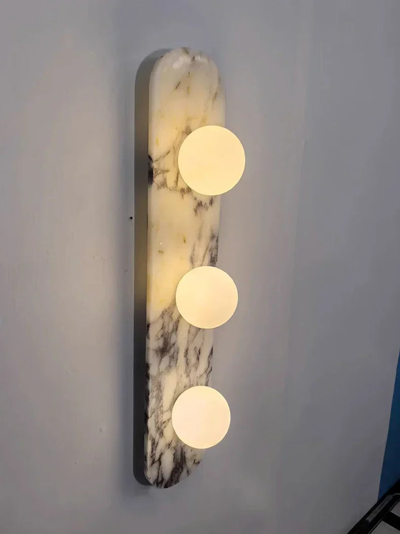 Marble LED Wall Light – Modern Designer Wall Lamp | Luxury Ambient Lighting | Contemporary Stone & Glass Feature