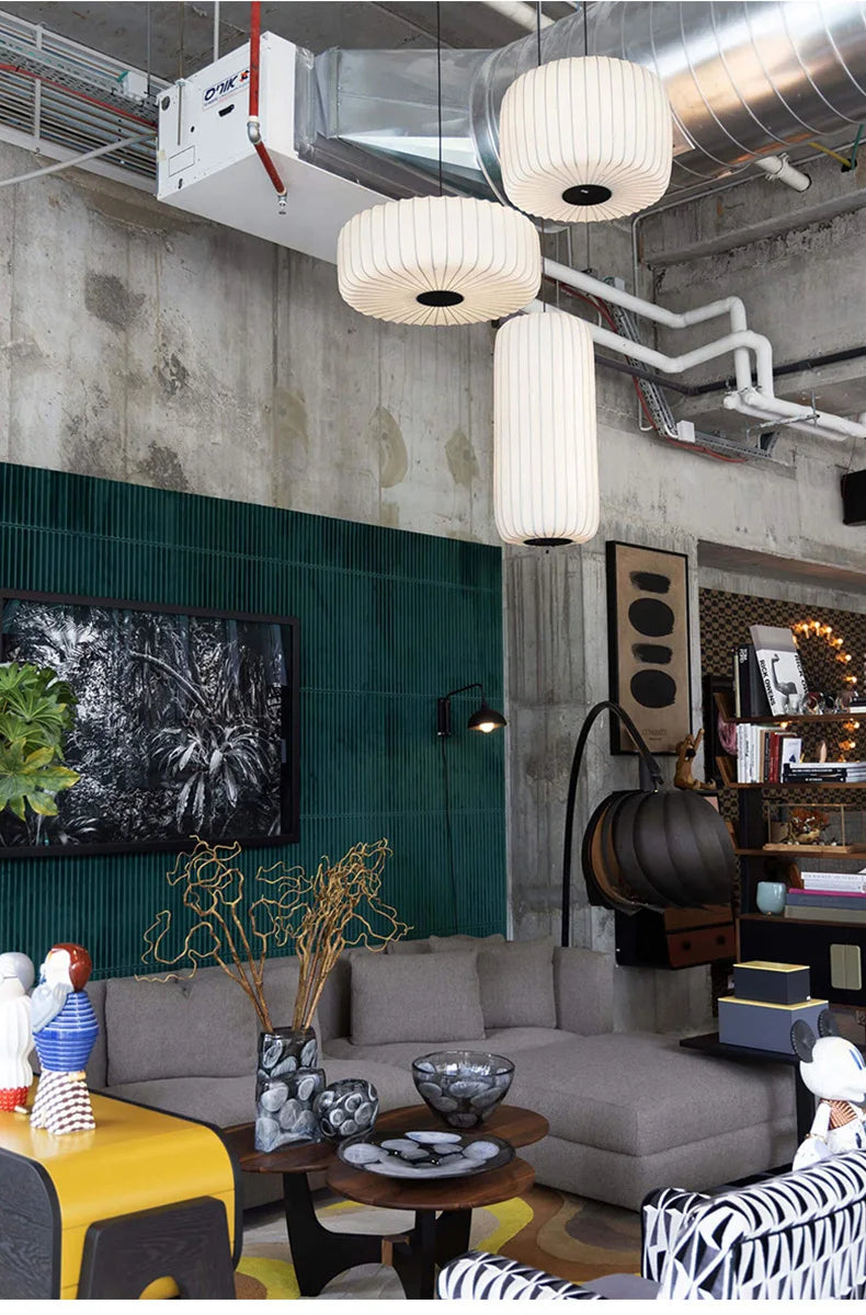 Serenea Silk Pendant Light – Wabi-Sabi Hanging Lamp | Japanese Nordic Ceiling Light for Elegant Interiors