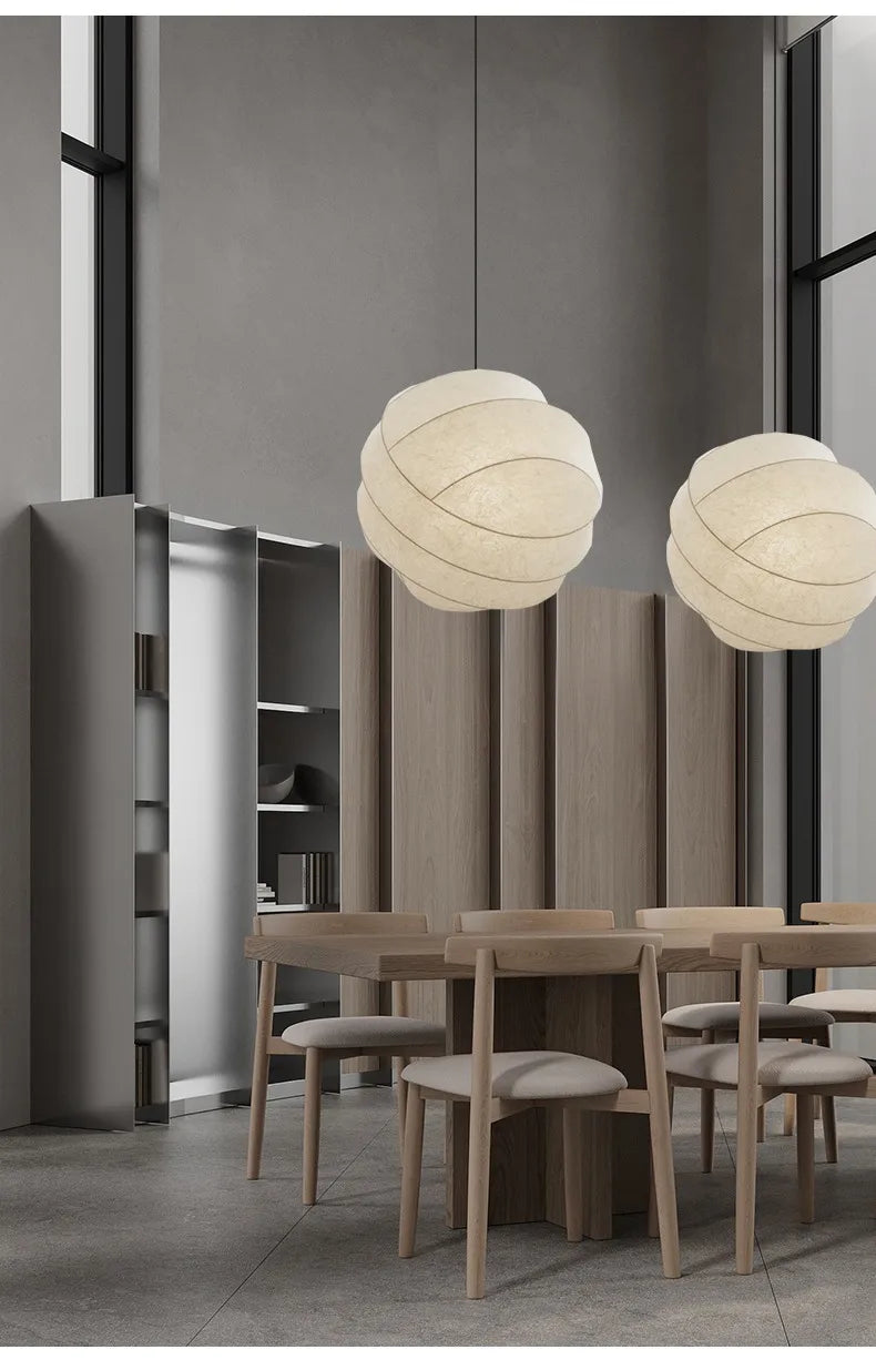 SereneSilk Pendant Light – Wabi-Sabi Silk Ceiling Lamp | Japanese Minimalist Lighting for Elegant Interiors