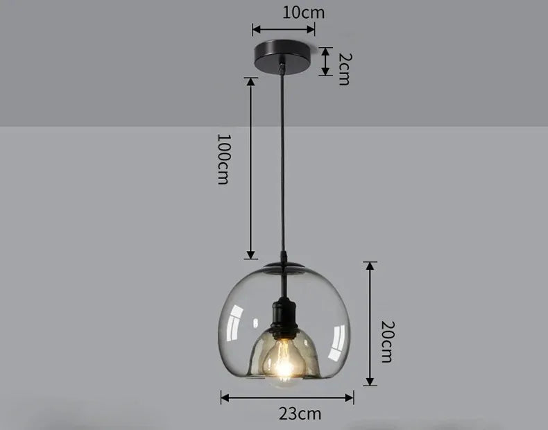 Amber Glass Pendant Light – Modern E27 Ceiling Lamp | Warm Ambient Lighting | Elegant Contemporary Interior Feature