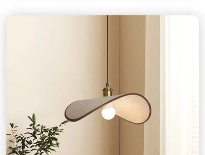 Wabi-Sabi Pendant Light with Fabric Shade – Japandi Retro Ceiling Lamp | Warm Ambient Interior Lighting