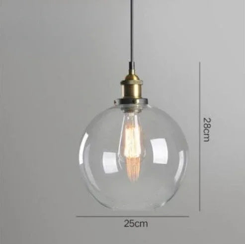 Scandinavian Glass Pendant Light – Vintage Loft E27 Ceiling Lamp | Elegant Ambient Lighting | Contemporary Nordic Interior Feature