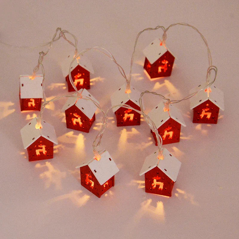 NordiHaus LED Wooden House String Lights – Scandinavian Christmas Decoration Collection 2025