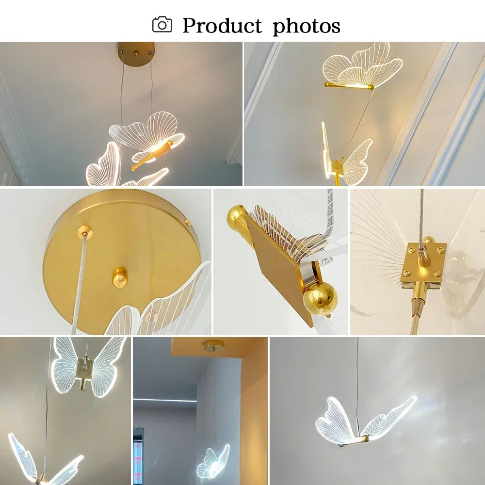 AuréaButterfly Modern LED Butterfly Pendant Lamp – Luxury Gold Ceiling Light for Elegant Interiors