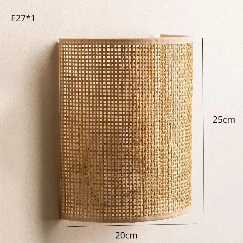 RustiRiet Wandleuchte – Handgeflochtene Rattan-Wandlampe für Schlafzimmer, Wohnzimmer & Flur-Leuchtezauber
