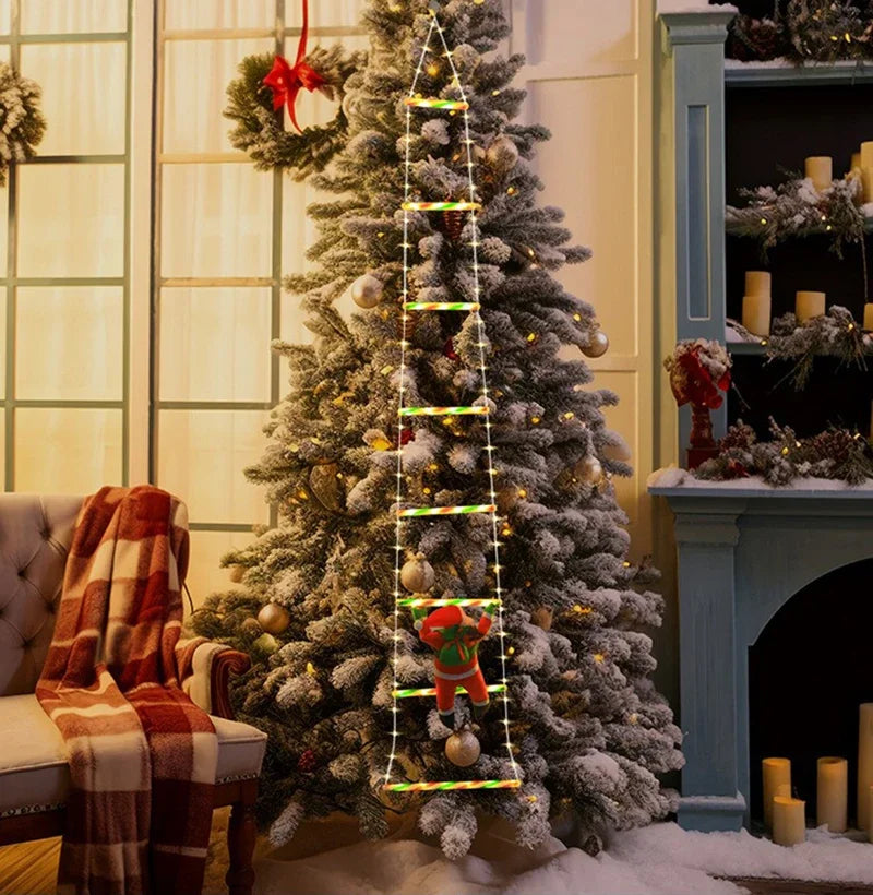 WeihnachtsLicht Santa Ladder LED Lights – Climbing Santa Christmas Decoration | USB-Powered Festive Lighting