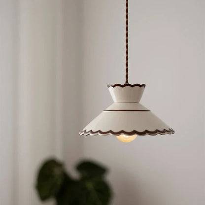 Dark Green Ceramic Pendant Light with Copper Finish – Retro Nordic Ceiling Lamp | Elegant Ambient Lighting