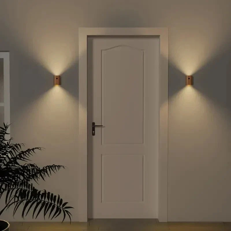 NordVale Sensor Wall Light – Wooden LED Motion Sensor Lamp | Modern Up & Down Ambient Lighting