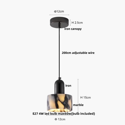 Travertine Stone Pendant Light with Copper Finish – Nordic LED Hanging Lamp | Warm Contemporary Lighting