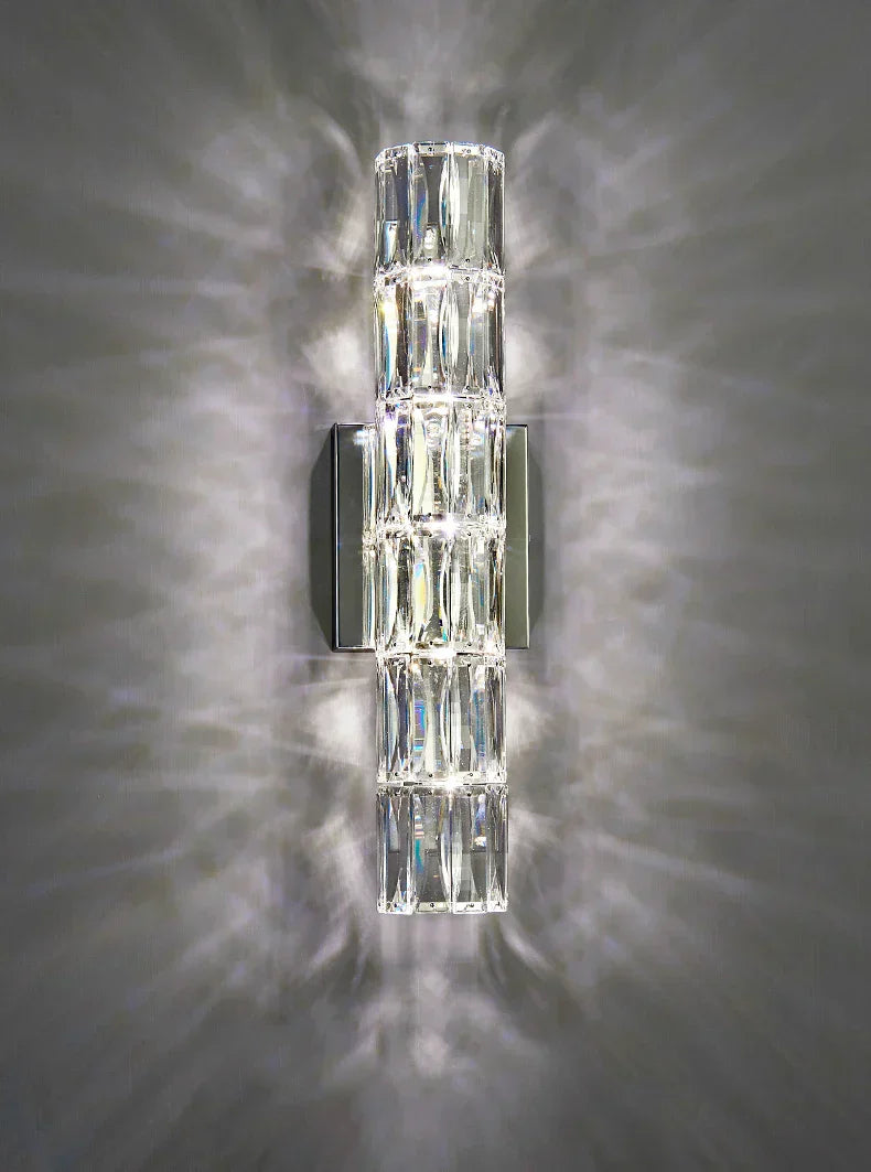 Crystal Luxe LED Wall Light – Stainless Steel Wall Lamp with Clear Glass Shade | Contemporary Ambient Lighting | Elegant Interior Feature