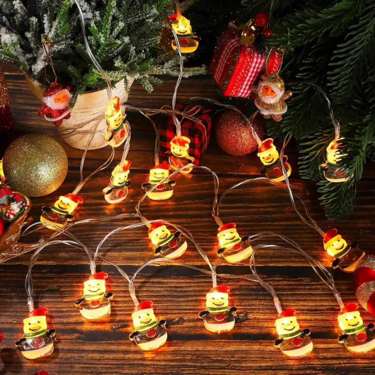 LumiJoy Christmas LED String Lights – Santa, Snowman & Christmas Tree Decorative Fairy Lights