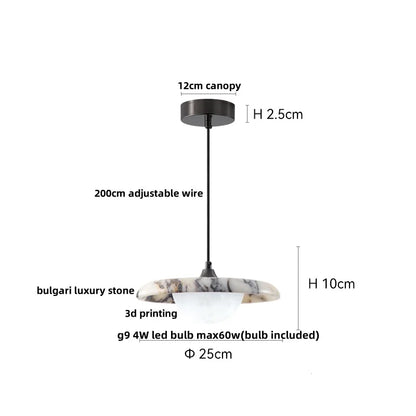 Travertine Stone Pendant Light with Copper Finish – Nordic LED Hanging Lamp | Warm Contemporary Lighting