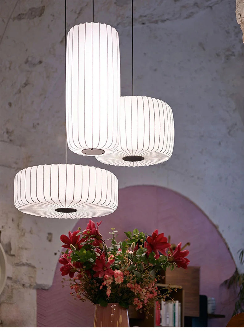 Serenea Silk Pendant Light – Wabi-Sabi Hanging Lamp | Japanese Nordic Ceiling Light for Elegant Interiors