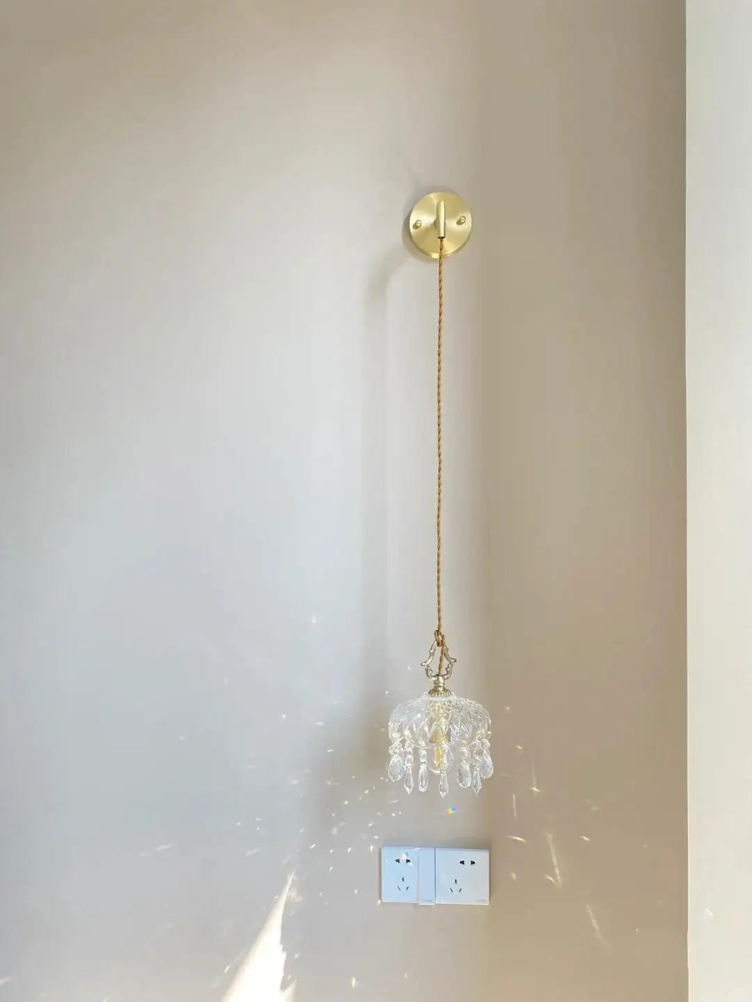 French Crystal Glass Pendant Light – Luxury Gold LED Chandelier | Elegant Ambient Lighting | Vintage-Inspired Statement Piece