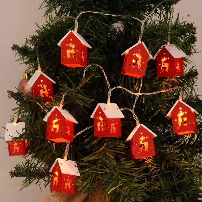 NordiHaus LED Wooden House String Lights – Scandinavian Christmas Decoration Collection 2025