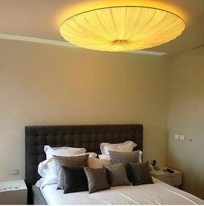 Aethera Ceiling Light – Wabi-Sabi Fabric LED Pendant | Minimalist Floating Disc Lamp for Contemporary Interiors