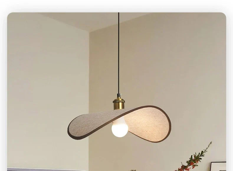Wabi-Sabi Pendant Light with Fabric Shade – Japandi Retro Ceiling Lamp | Warm Ambient Interior Lighting