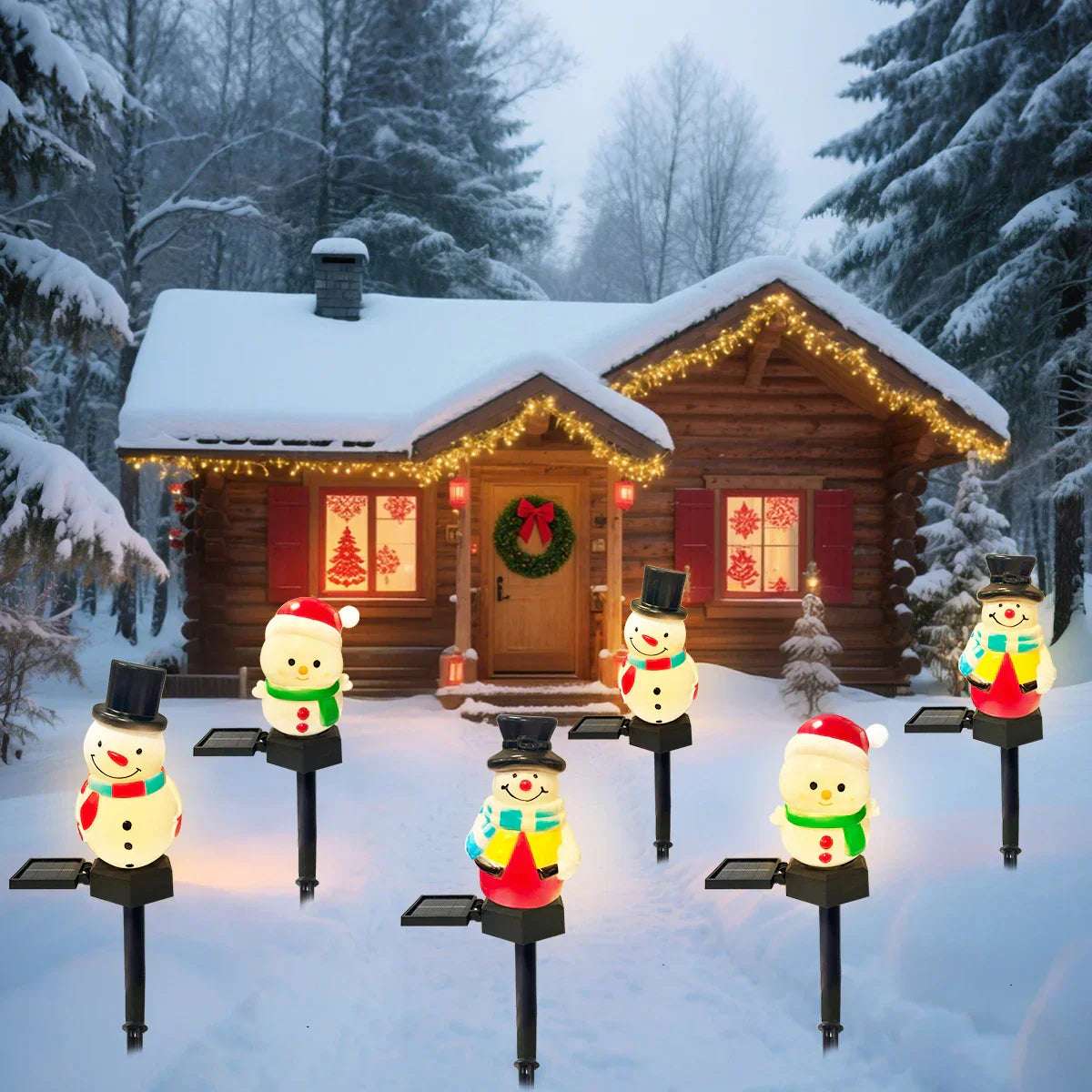 SnowGlow Solar Snowman Path Lights – Waterproof LED Garden Lights | Festive Outdoor Christmas Decoration