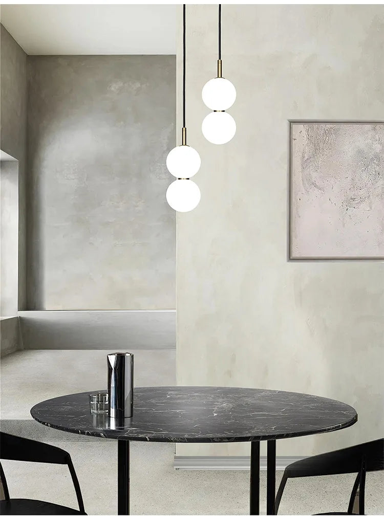Nordic Globe Pendant Light – Double Glass LED Ceiling Lamp | Scandinavian Designer Lighting | Elegant Dining Room Feature