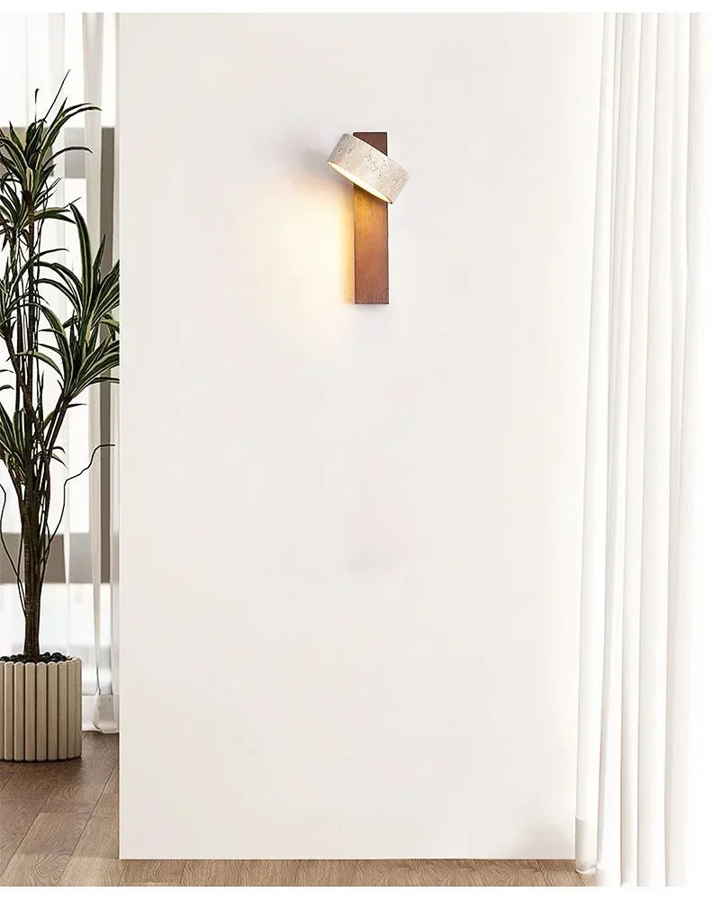 Travertine Wall Light – Wabi-Sabi LED Wall Lamp | Natural Stone Ambient Lighting | Japandi Interior Décor