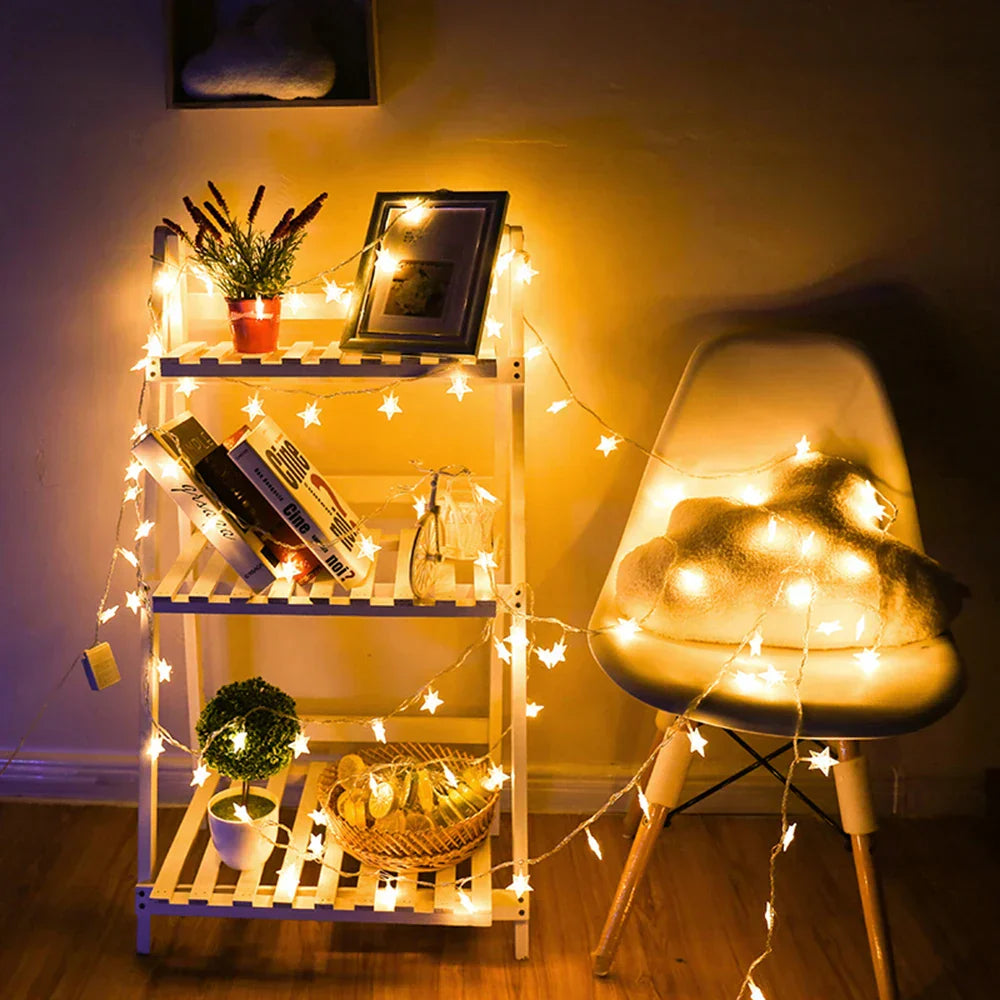 StellaGlow LED Star String Lights – Battery-Powered Decorative Fairy Lights for Indoor & Outdoor Use