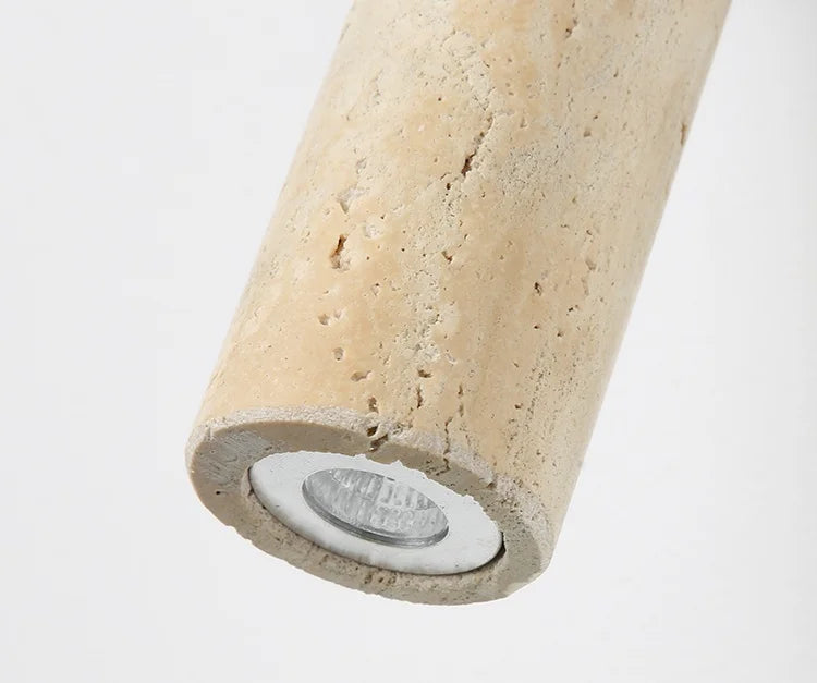 Travero Flush Ceiling Light – Wabi-Sabi Travertine Stone Lamp | Minimalist Natural Lighting for Modern Interiors