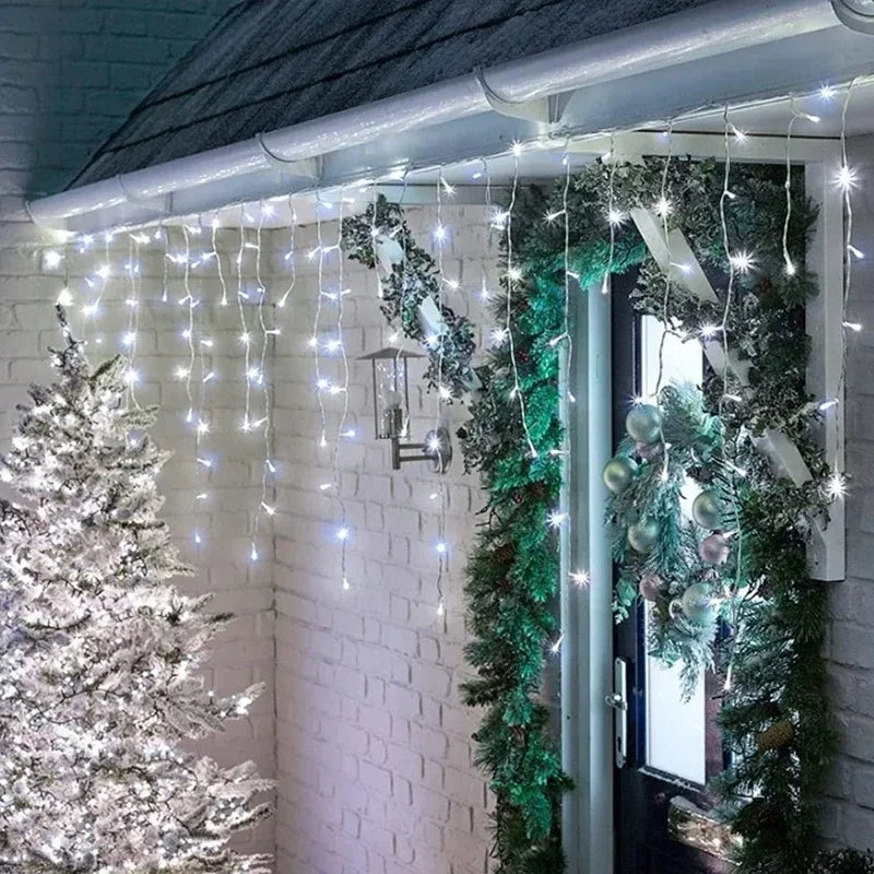 LumaSnow 4M LED Snowflake Curtain Lights – Christmas Icicle String Lights for Windows, Parties & Holiday Decorations