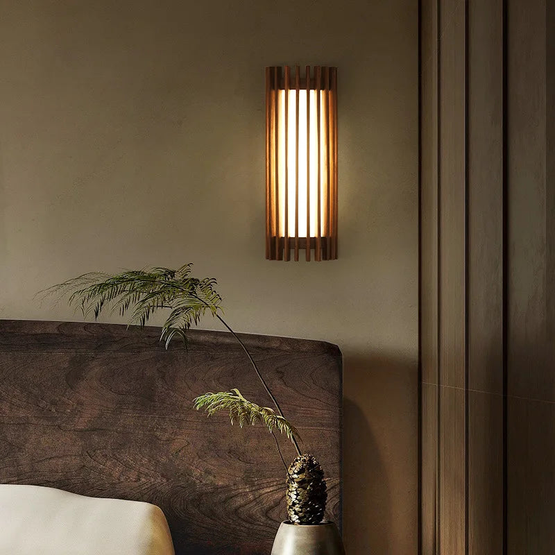 Kiyora Walnut Wall Light – Japanese Wabi-Sabi LED Wall Lamp | Warm Ambient Lighting for Modern Interiors