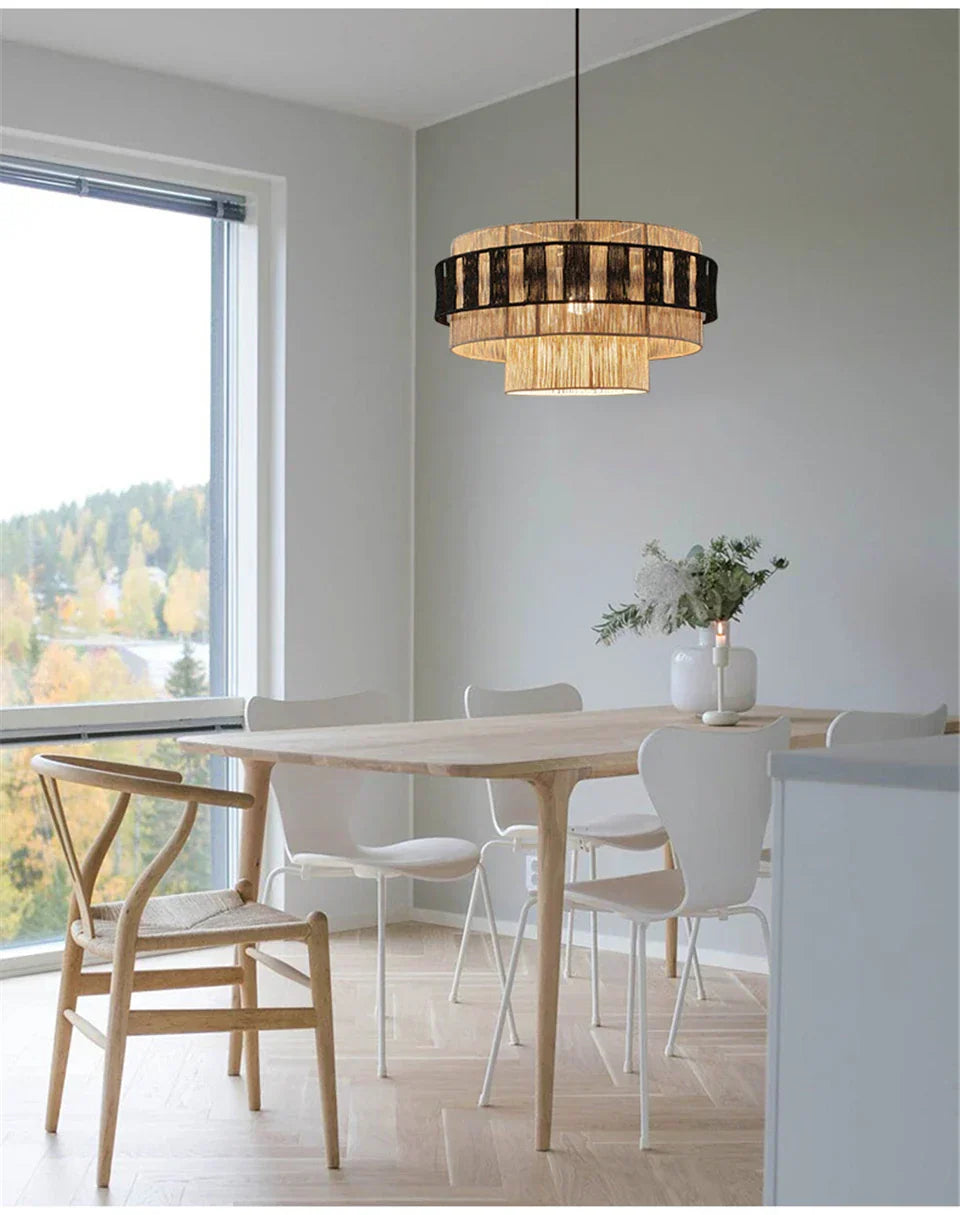 Wabi Sabi Rattan Pendant Light – Handwoven Bamboo Ceiling Lamp | Dimmable Natural Lighting | Artisan Japanese-Inspired Design
